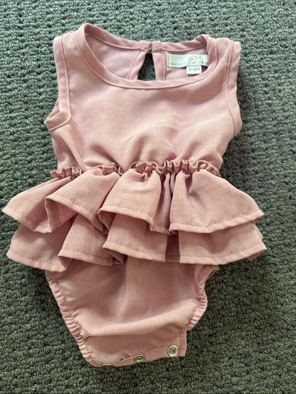 Bailey’s Blossoms romper 3-6 month ~ Baby Girls pink ruffle onesie